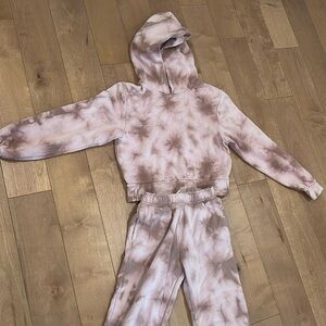 Gap Teen girls pink tie dyed sweatshirt sweatpants set